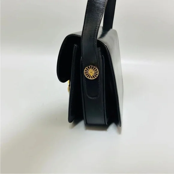 Celine Black Shoulder Bag with Gold Horse Accent - Picture 6 of 16